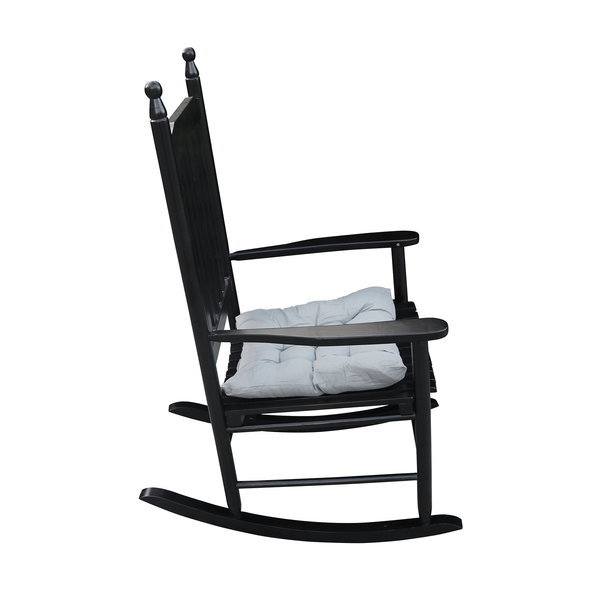 Wooden Porch Rocker Chair Black, Without Mat Black Solid Wood