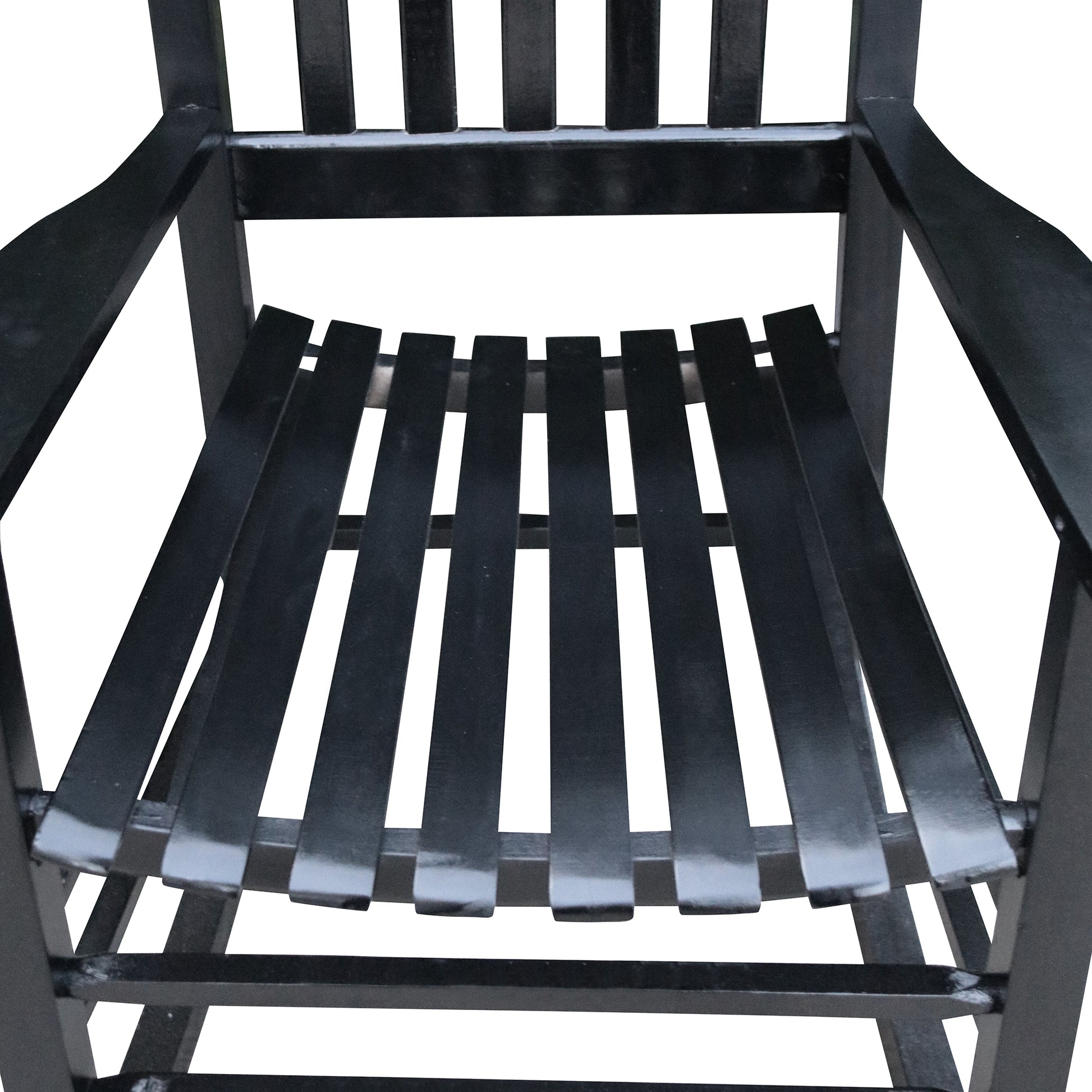 Wooden Porch Rocker Chair Black, Without Mat Black Solid Wood