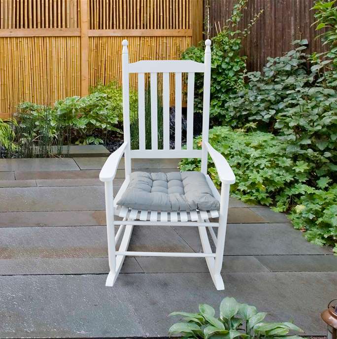 Wooden Porch Rocker Chair White, Without Mat White Solid Wood