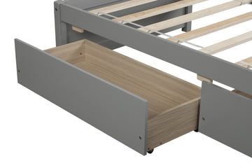 Twin Bed With 2 Drawers, Solid Wood, No Box Spring Needed ,Grey Old Sku:W50422208 Twin Grey Pine