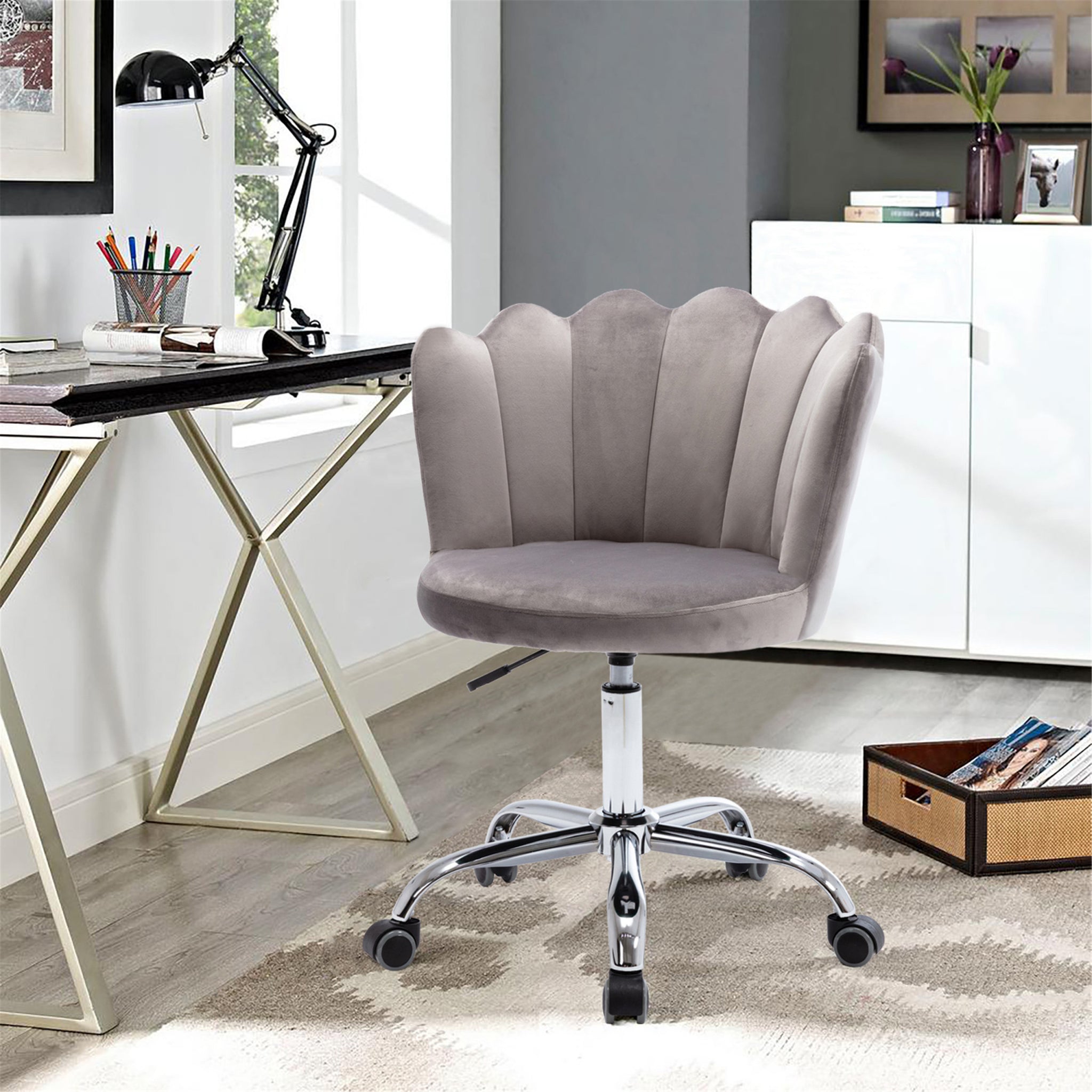 COOLMORE Swivel Shell Chair for Living Room Bed Room gray-metal