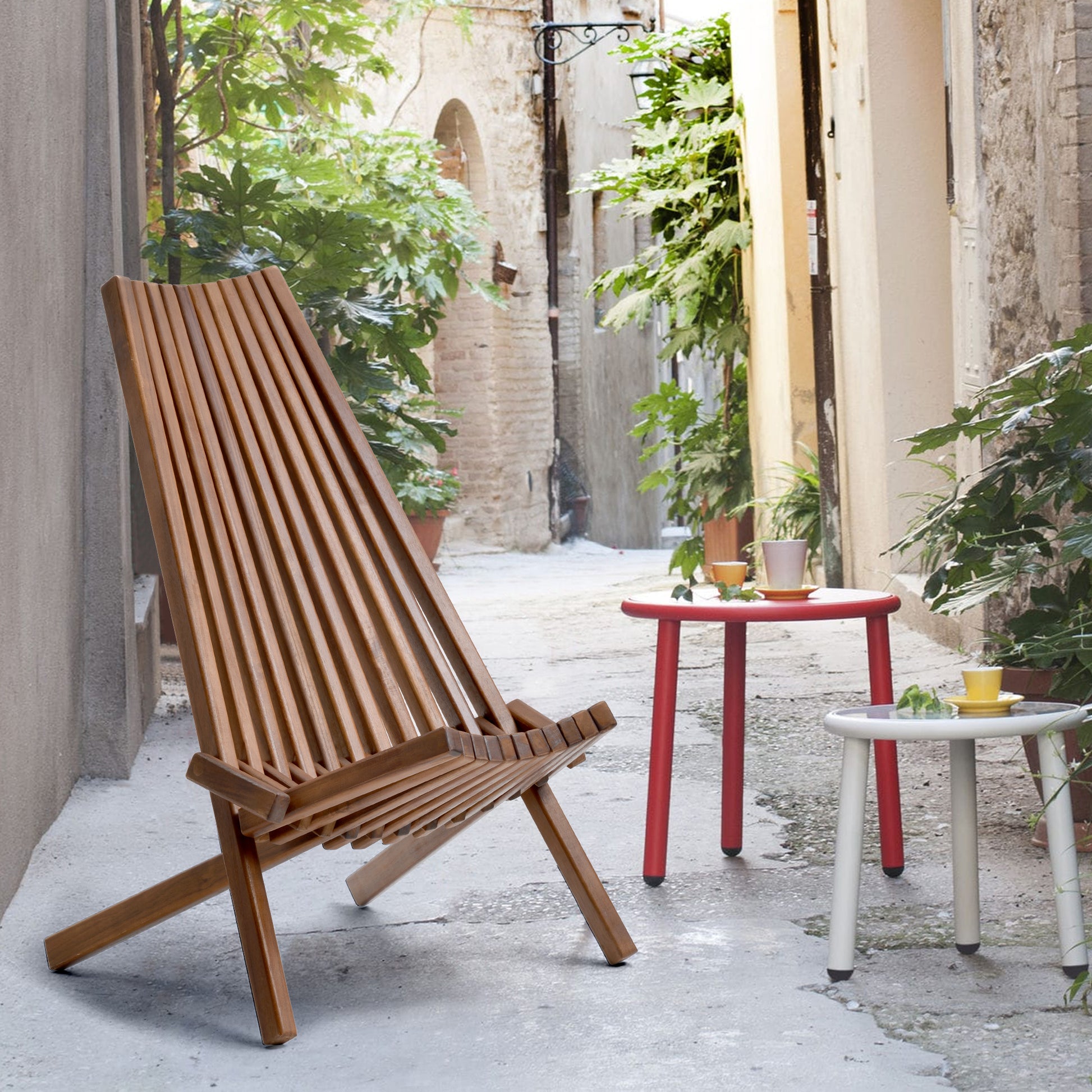 Folding Wood Chair Natural Solid Wood