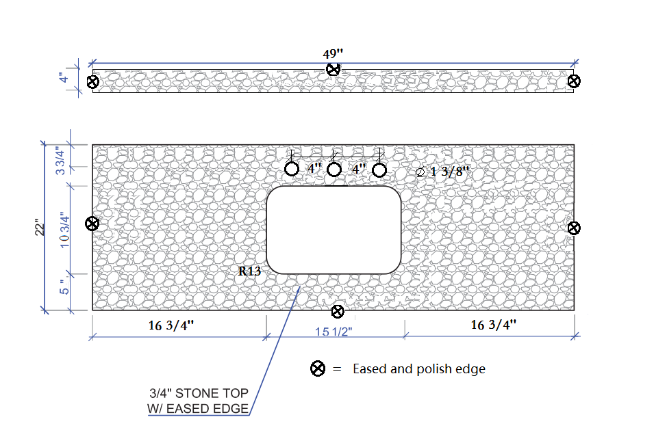 49X22Inch Bathroom Stone Vanity Top Engineered Stone Carrara White Marble Color With Rectangle Undermount Ceramic Sink And 3 Faucet Hole With Back Splash . Gray Stone