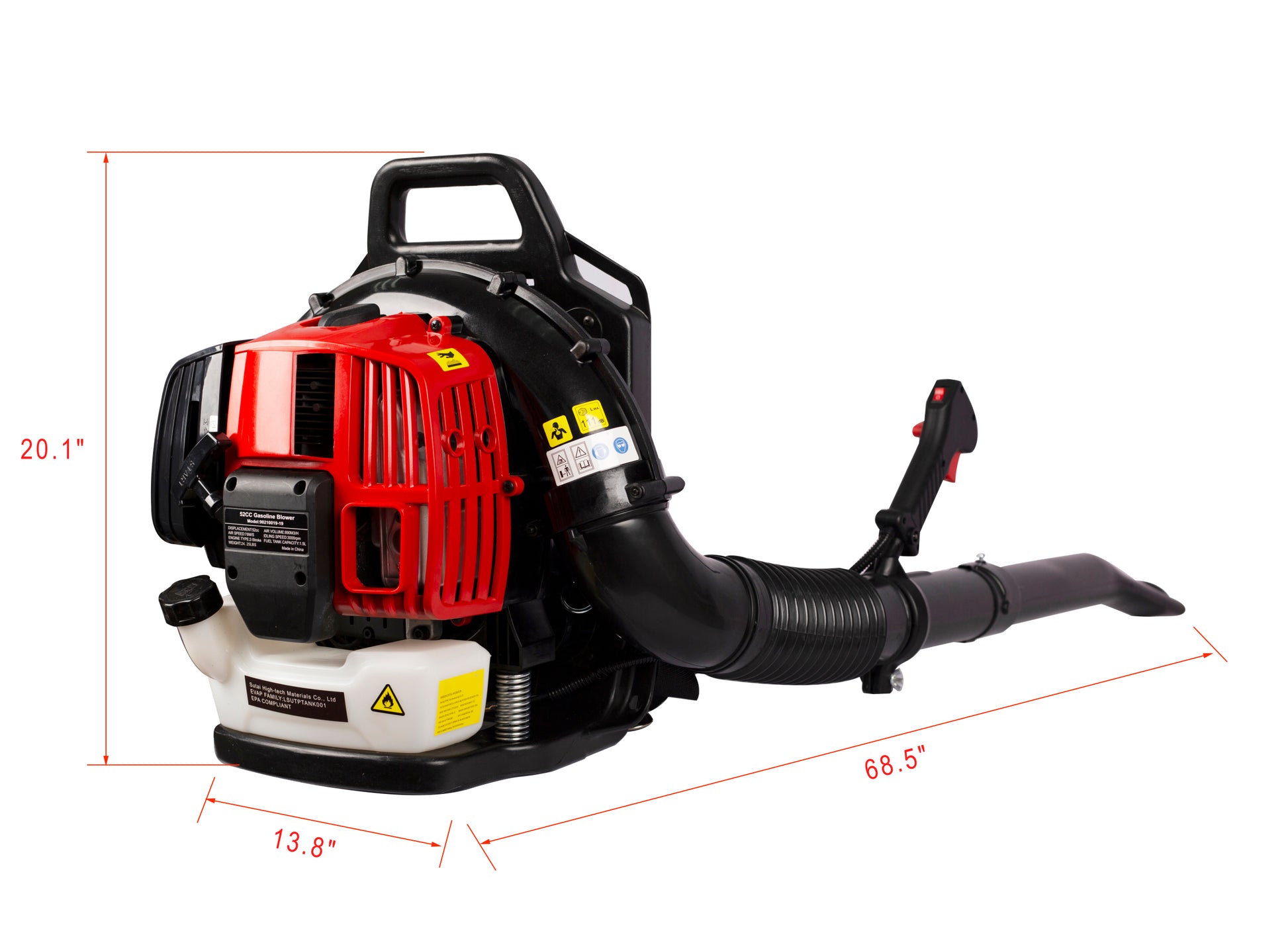 Osakapro 52Cc 2 Cycle Gas Backpack Leaf Blower With Extention Tube Red Steel