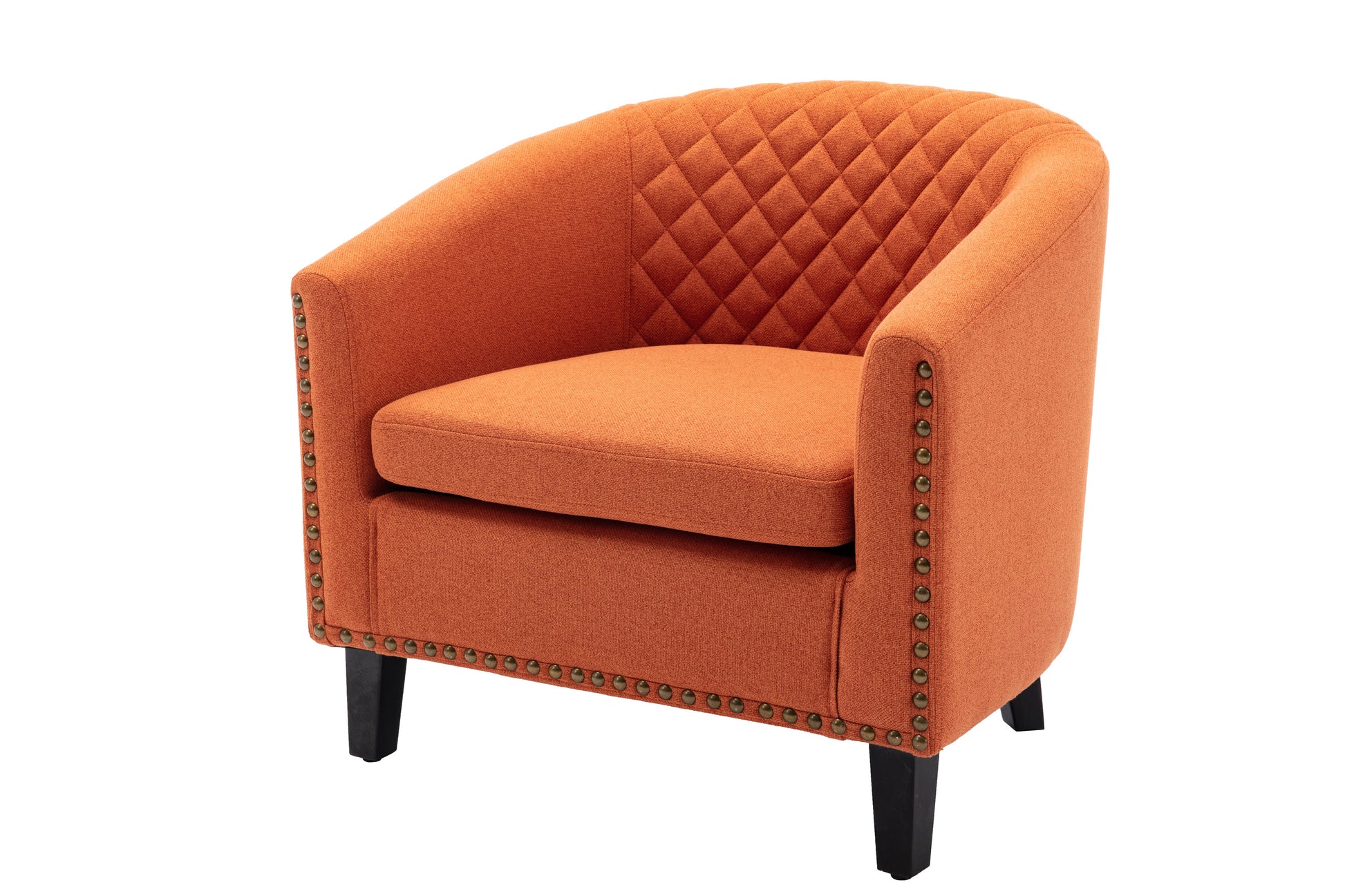 Coolmore Barrel Chairs With Soft Padded Armrest, Club Chairs With S And Solid Wood Legs For Living Room Bedroom Waiting Room Orange Linen Orange Foam Linen