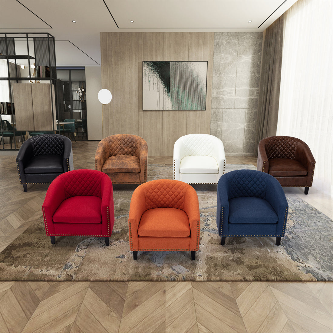 Coolmore Barrel Chairs With Soft Padded Armrest, Club Chairs With S And Solid Wood Legs For Living Room Bedroom Waiting Room White Pu White Foam Pu Leather