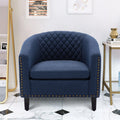 Coolmore Barrel Chairs With Soft Padded Armrest, Club Chairs With S And Solid Wood Legs For Living Room Bedroom Waiting Room Navy Linen Navy Primary Living Space Foam Linen