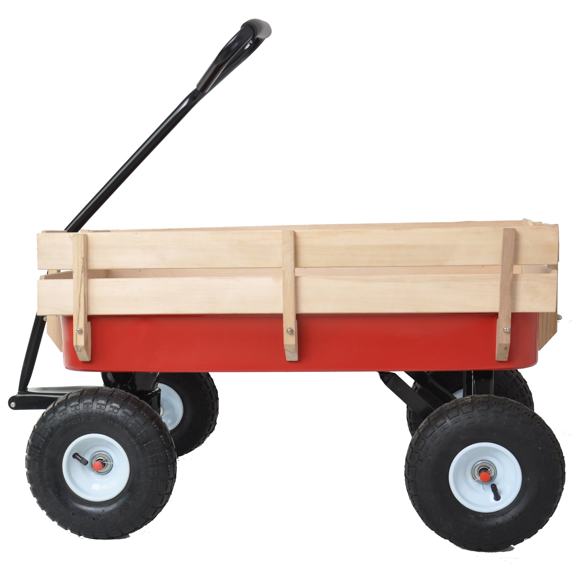 Outdoor Wagon All Terrain Pulling Wood Railing Air red-metal