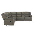 Sectional Manual Reclining Sofa Grey Pu Grey Pu