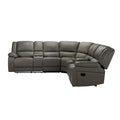 Sectional Manual Reclining Sofa Grey Pu Grey Pu