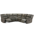 Sectional Manual Reclining Sofa Grey Pu Grey Pu