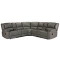Sectional Manual Reclining Sofa Grey Pu Grey Pu