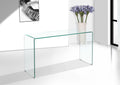 Glass Console Table, Transparent Tempered Glass Console Table With Rounded Edges Desks, Sofa Table Transparent Glass