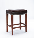 Dark Brown Leather Barstool 2 Pcs Set Brown Bonded Leather