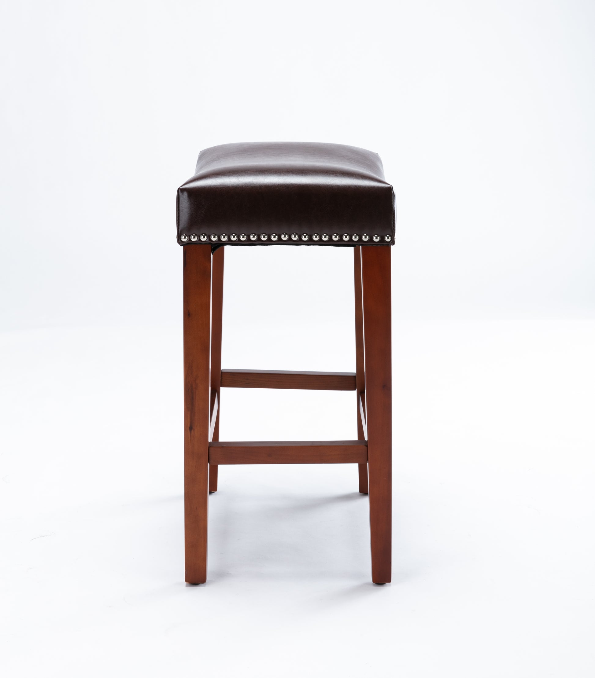 Dark Brown Leather Barstool 2 Pcs Set Brown Bonded Leather