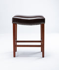 Dark Brown Leather Barstool 2 Pcs Set Brown Bonded Leather