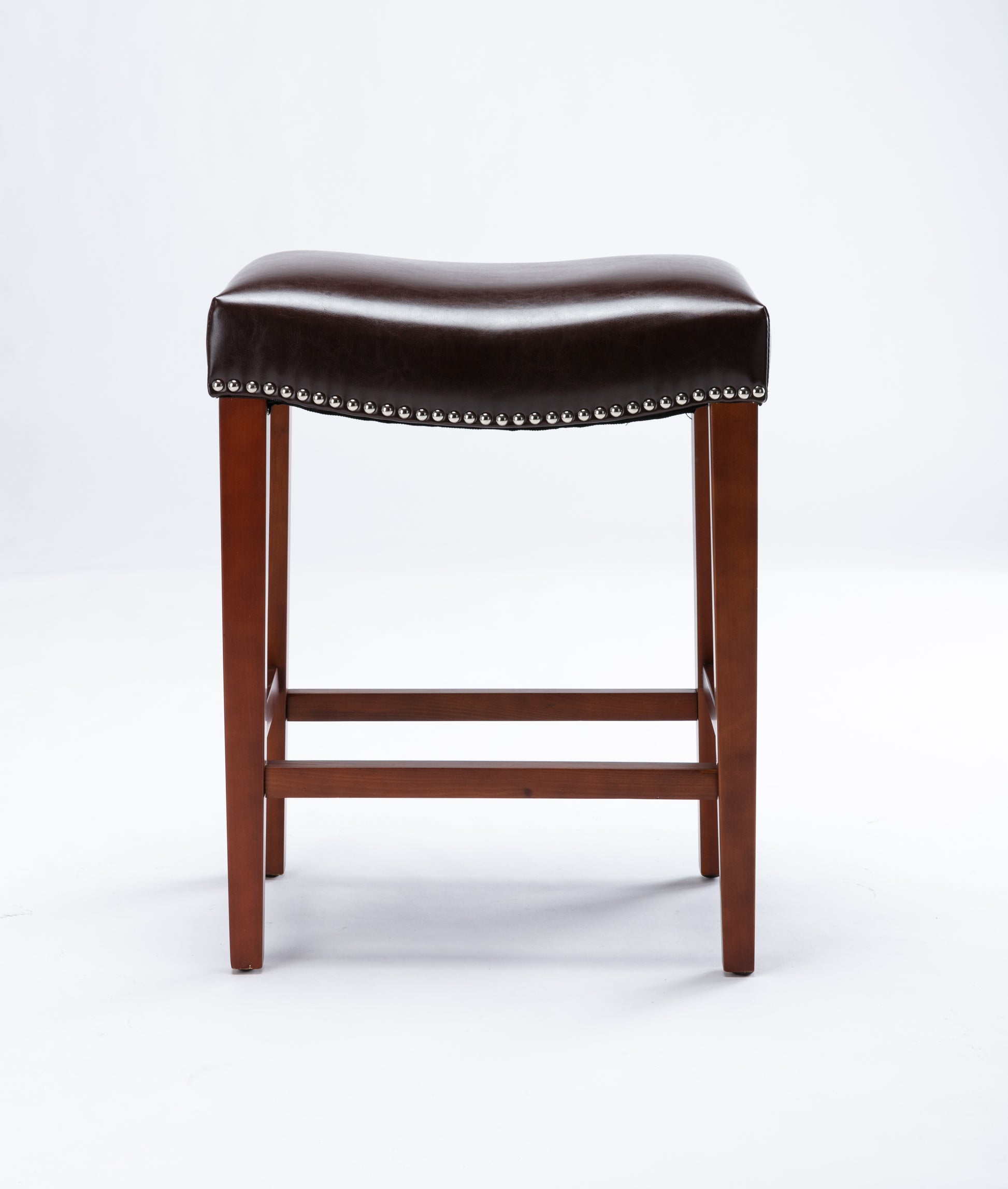 Dark Brown Leather Barstool 2 Pcs Set Brown Bonded Leather