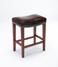 Dark Brown Leather Barstool 2 Pcs Set Brown Bonded Leather