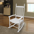 Wooden Porch Rocker Chair White, Without Mat White Solid Wood