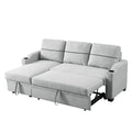 9191 Light Gray Pull Out Storage Sofa Gray Linen 4 Seat