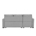 9191 Light Gray Pull Out Storage Sofa Gray Linen 4 Seat