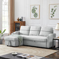 9191 Light Gray Pull Out Storage Sofa Gray Linen 4 Seat