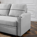 9191 Light Gray Pull Out Storage Sofa Gray Linen 4 Seat