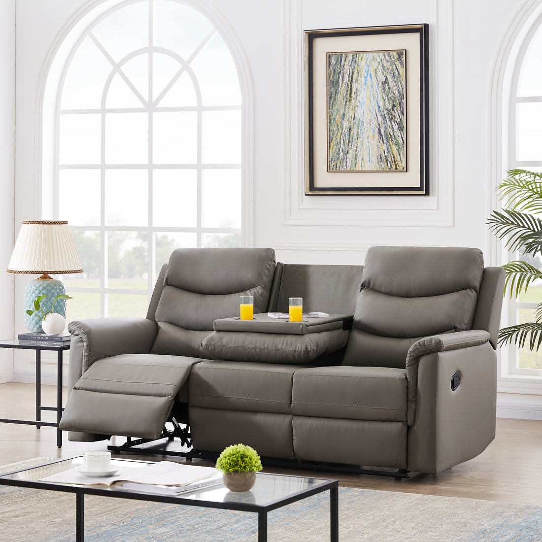 3 Seater Motion Sofa Grey Pu W22343700 K2553P167005 Gray Pu 3 Seat