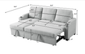 9191 Light Gray Pull Out Storage Sofa Gray Linen 4 Seat