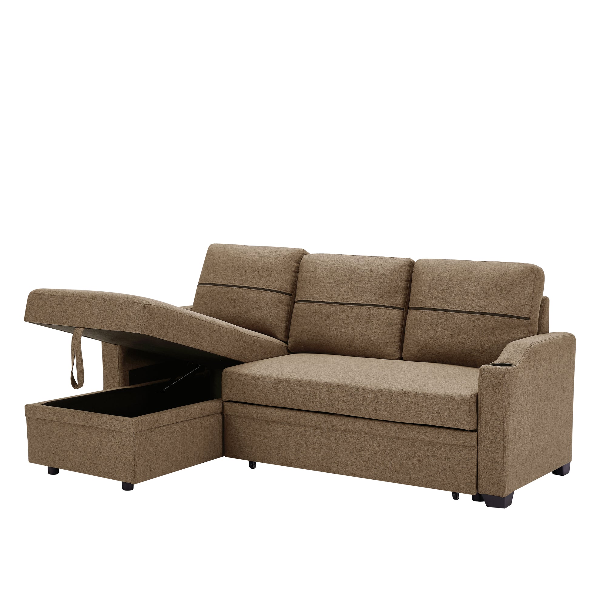 9191 Brown Broaching Storage Sofa Brown Linen