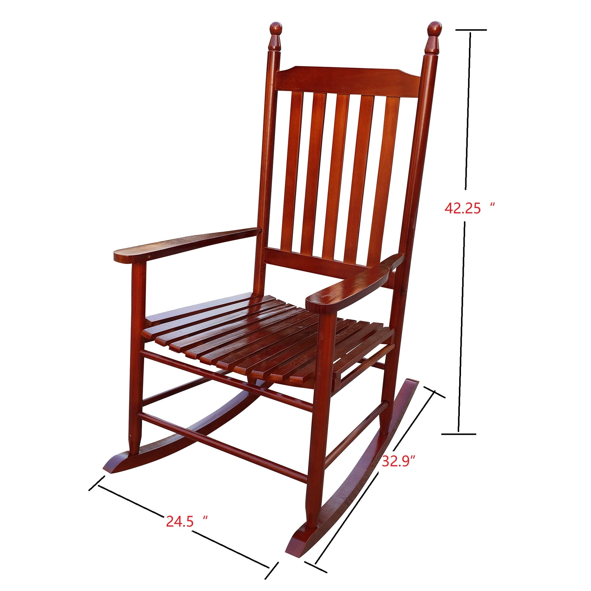 Wooden Porch Rocker Chair Brown Brown Solid Wood