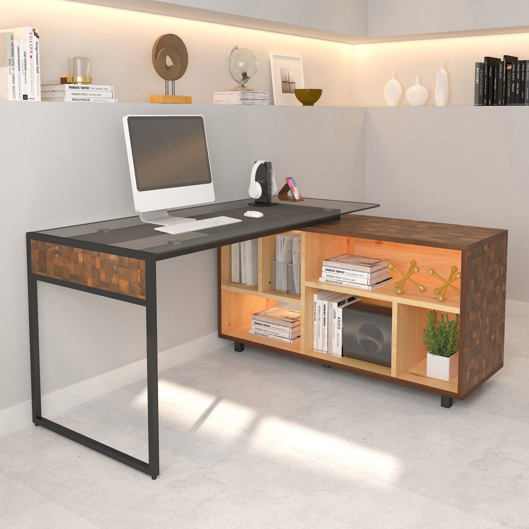 Techni Mobili L Shape Corner Desk with Multiple