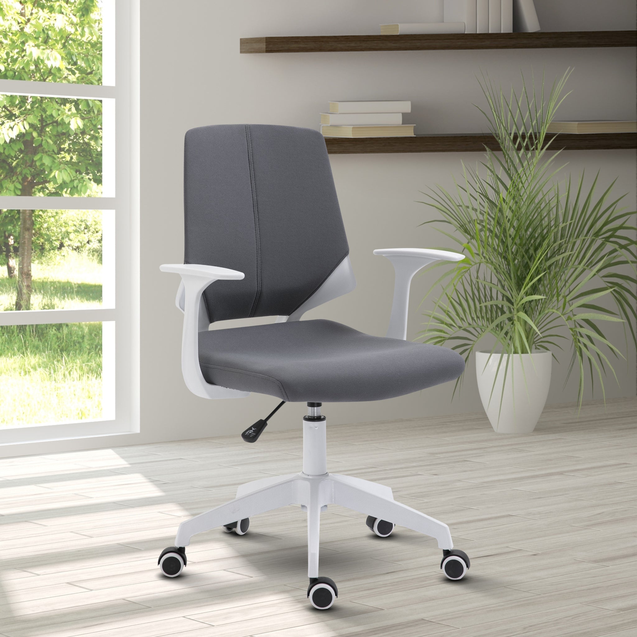 Techni Mobili Height Adjustable Mid Back Office Chair gray-fabric-polyester