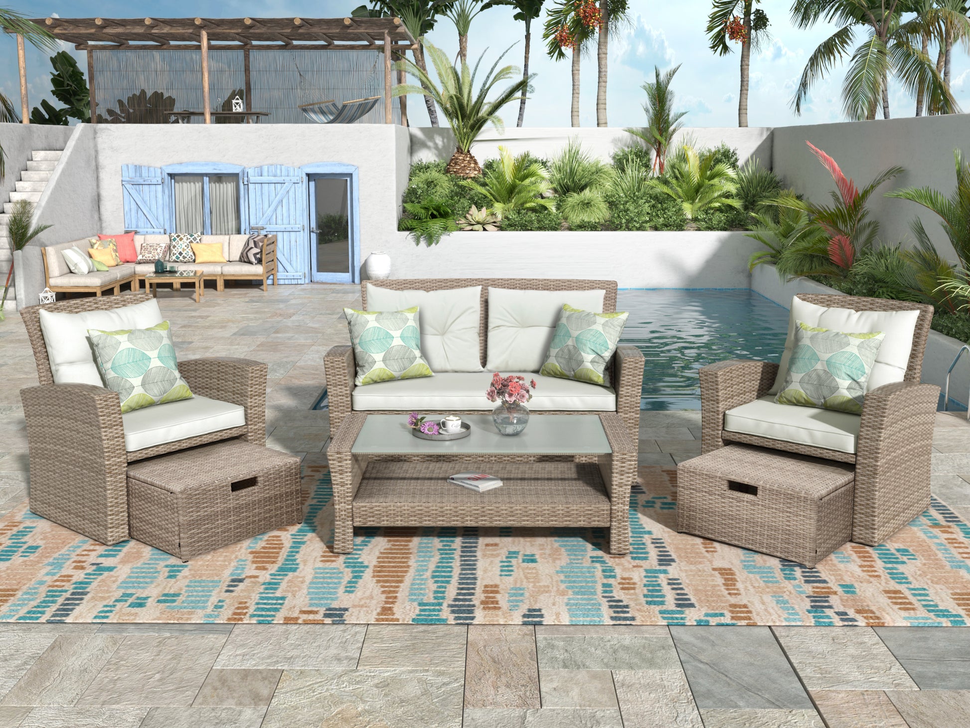 Patio Furniture Set, Piece Outdoor Conversation Set All Weather Wick