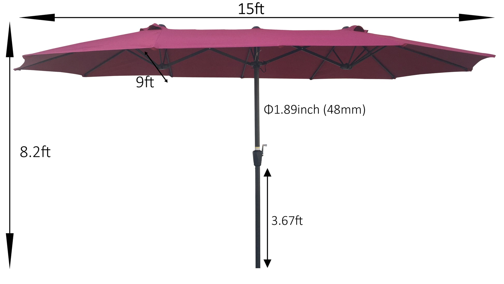burgundy patio umbrellas 15Ftx9Ftdouble Sided Patio Umbrella Outdoor Market Table Garden Extra