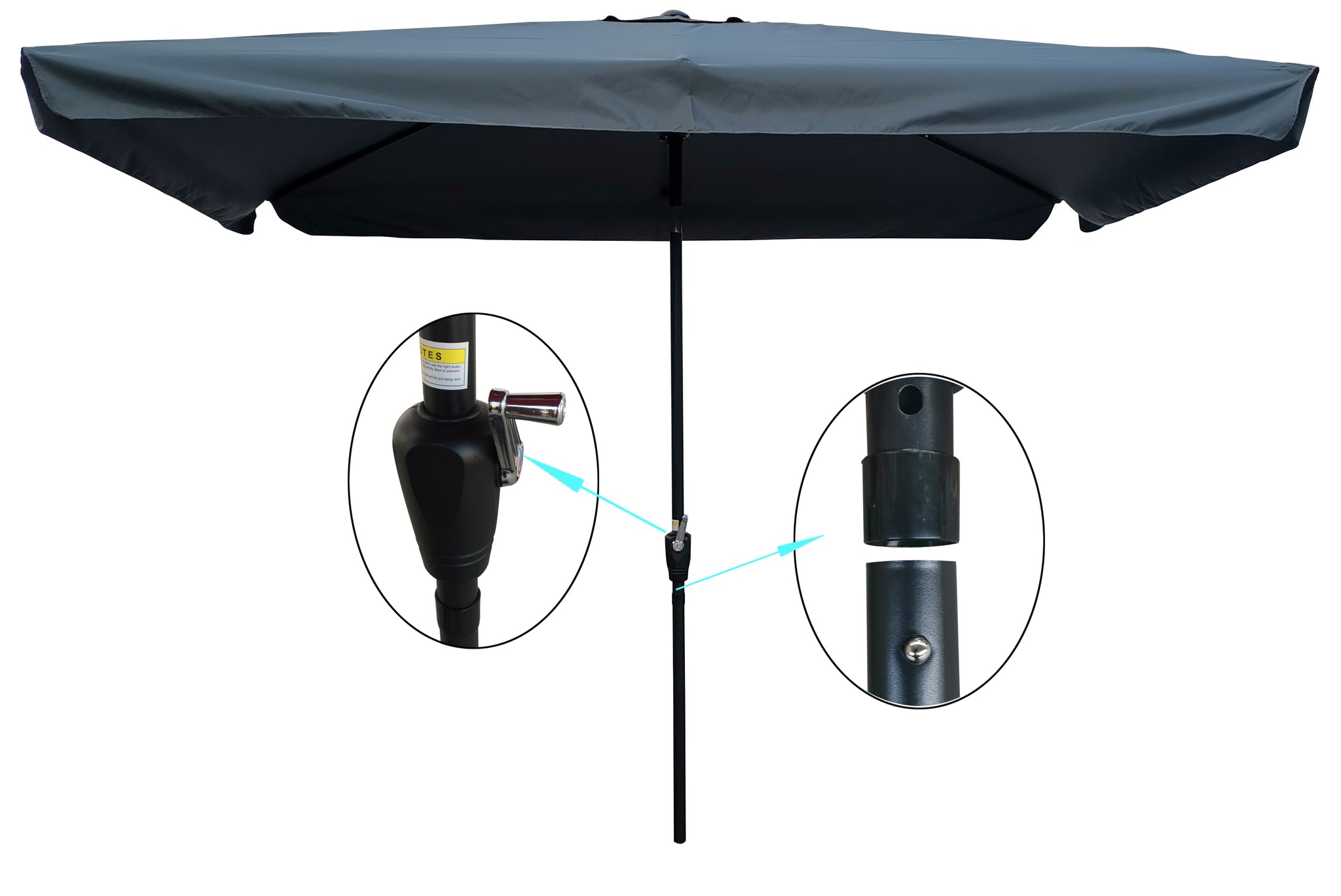 10 x 6.5ft Patio Umbrella Outdoor Waterproof Umbrella gray-metal