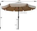 10 Ft Patio Umbrella Market Table Round Umbrella Outdoor Garden With Crank And Push Button Tilt For Garden Deck Backyard Pool Shade Outside Tan Metal