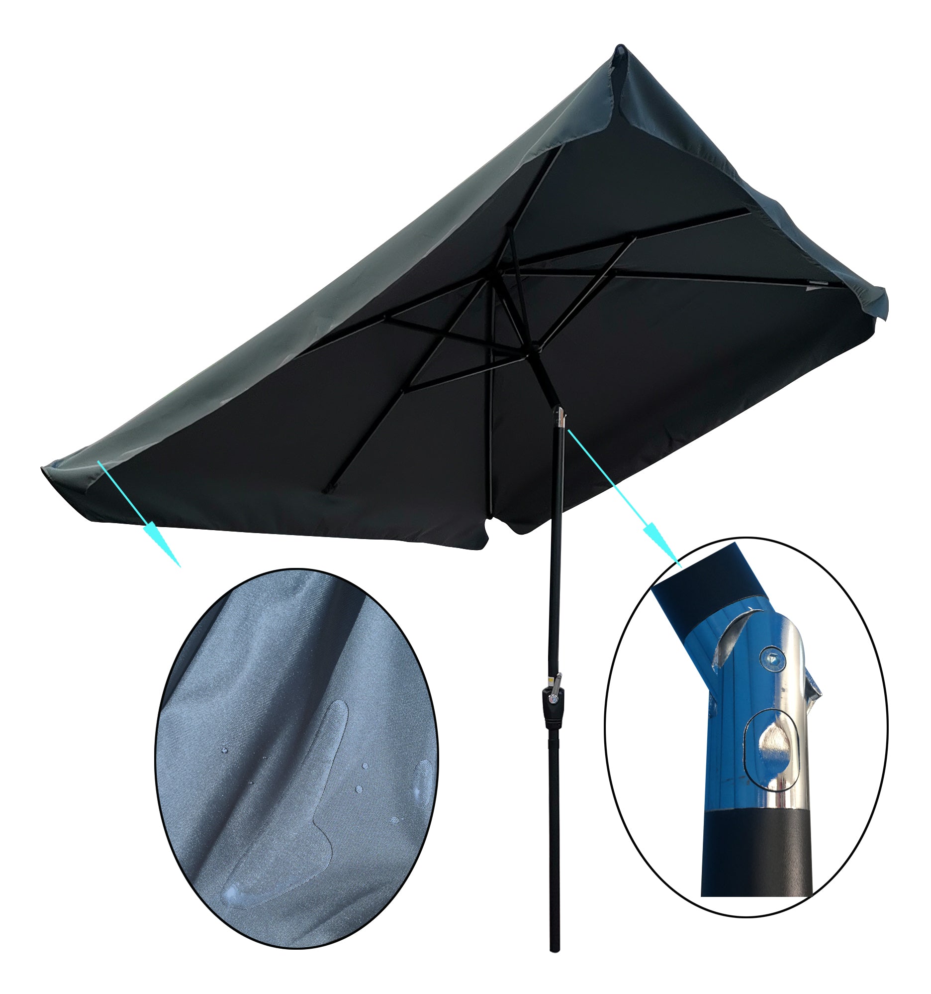 10 x 6.5ft Patio Umbrella Outdoor Waterproof Umbrella gray-metal