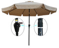 10 Ft Patio Umbrella Market Table Round Umbrella Outdoor Garden With Crank And Push Button Tilt For Garden Deck Backyard Pool Shade Outside Tan Metal