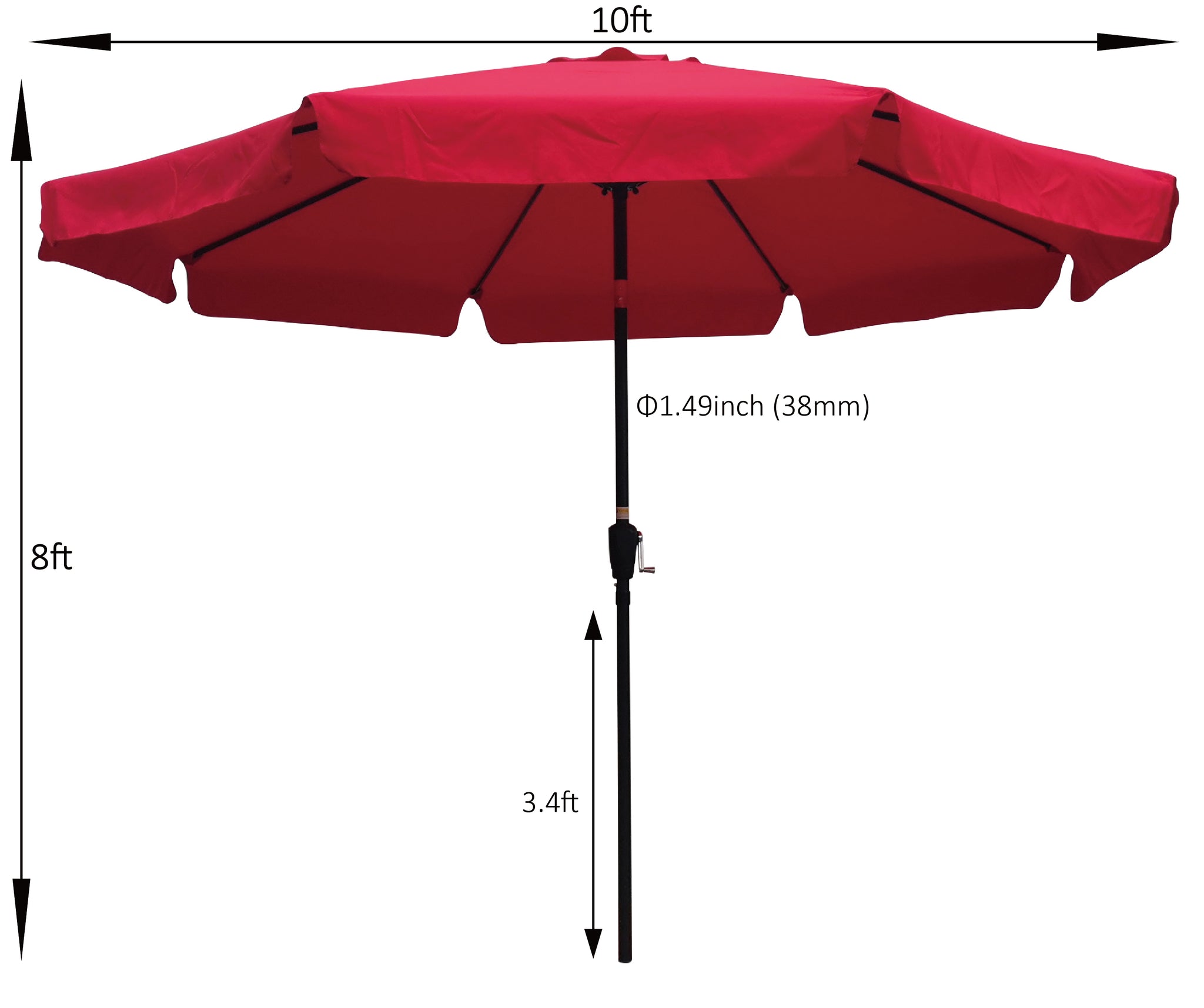 10ft Patio Umbrella Market Round Umbrella Outdoor red-metal