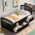 Orisfur. Twin Size Platform Storage Bed Solid Wood Bed With 6 Drawers Twin Espresso Solid Wood