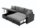 Artemax 92.5 Inchlinen Reversible Sleeper Sectional Sofa With Storage And 2 Stools Steel Gray Grey Foam Fabric