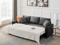 Artemax 92.5 Inchlinen Reversible Sleeper Sectional Sofa With Storage And 2 Stools Steel Gray Grey Foam Fabric