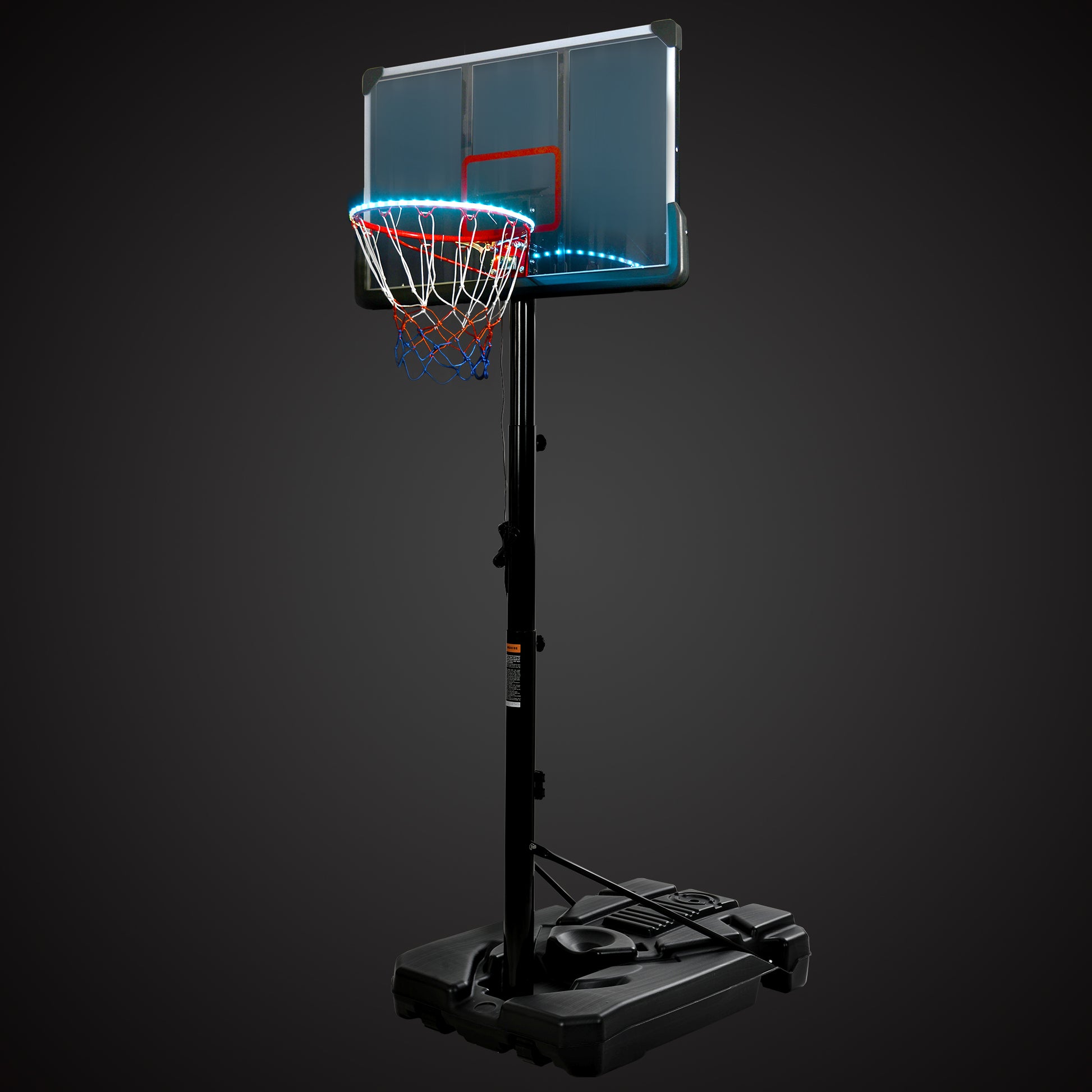 Portable Basketball Hoop Basketball System 6.6 10Ft Height Adjustment For Youth Adults Led Basketball Hoop Lights, Colorful Lights,Waterproof,Super Bright To Play At Night Outdoors,Good Gift For Kids Black Metal