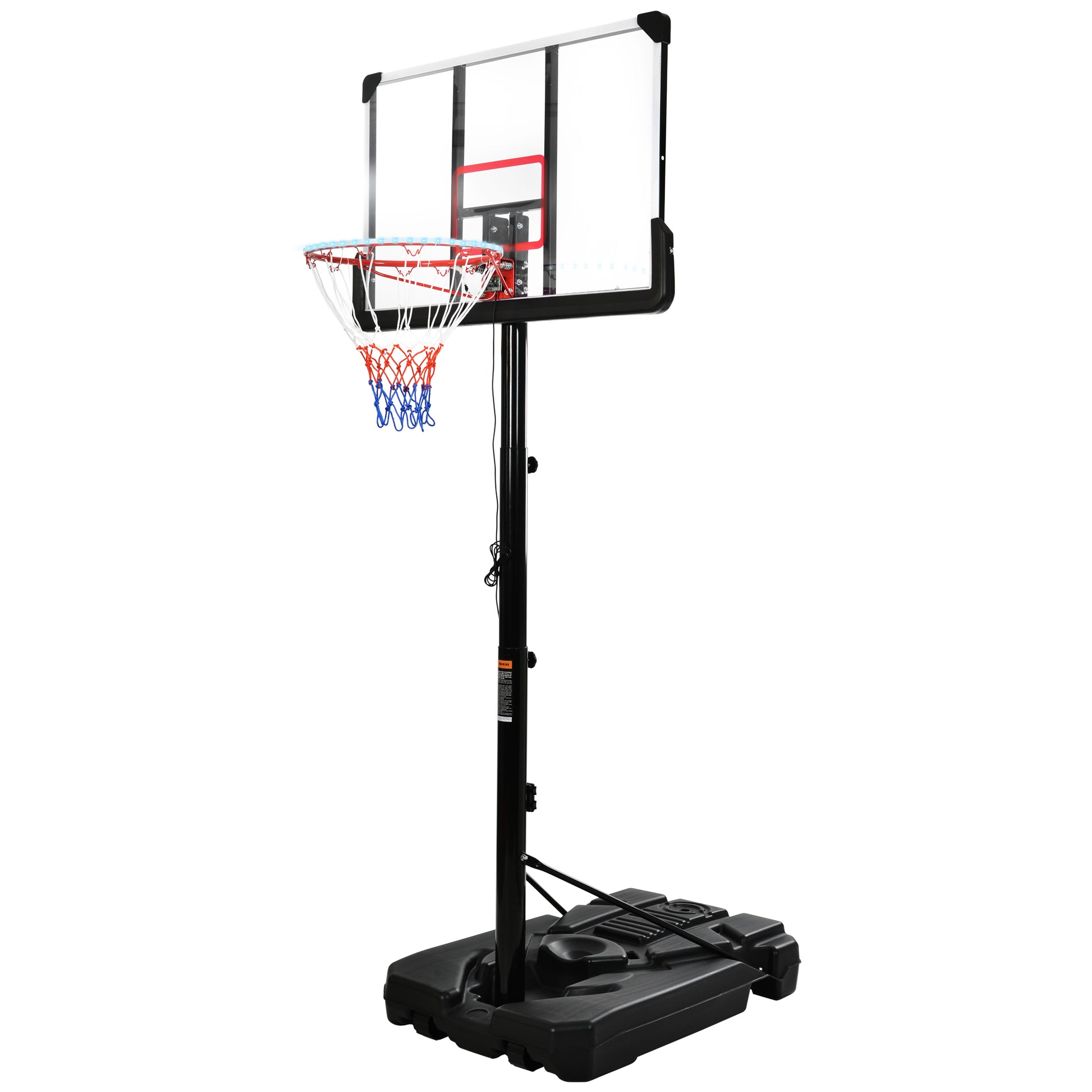 Portable Basketball Hoop Basketball System 6.6 10Ft Height Adjustment For Youth Adults Led Basketball Hoop Lights, Colorful Lights,Waterproof,Super Bright To Play At Night Outdoors,Good Gift For Kids Black Metal