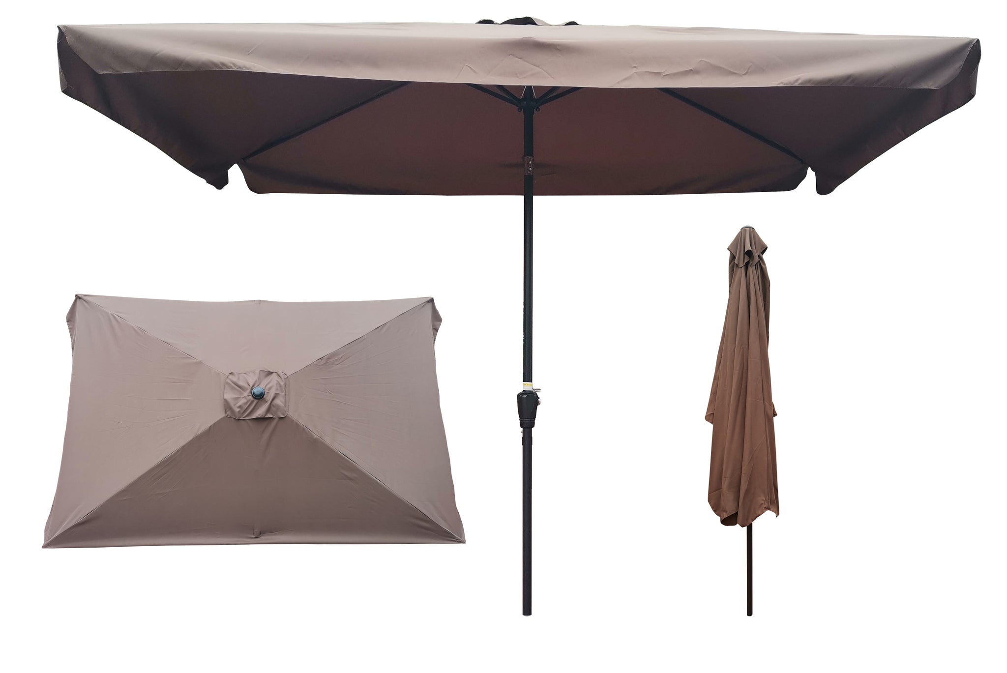 10 x 6.5ft Rectangular Patio Umbrella Outdoor Market chocolate-metal