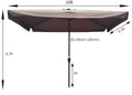 10 X 6.5Ft Rectangular Patio Umbrella Outdoor Market Umbrellas With Crank And Push Button Tilt For Garden Swimming Pool Market Chocolate Metal