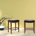 Dark Brown Leather Barstool 2 Pcs Set Brown Bonded Leather