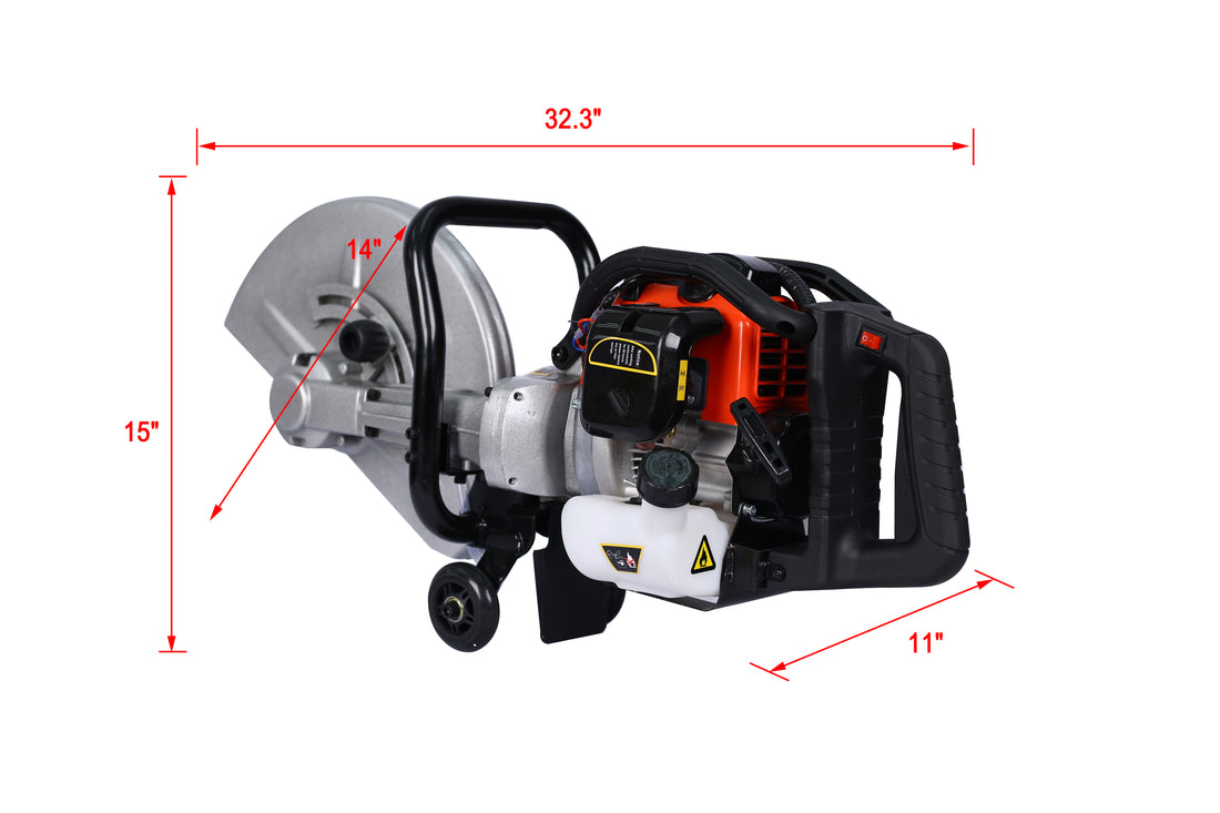 14 Inch 52Cc 2 Stroke Gas Powered Concrete Cut Off Saw Gasoline Grinder Without Blade Black Metal