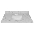 31Inch Bathroom Stone Vanity Top Engineered White Marble Color With Undermount Ceramic Sink And Single Faucet Hole With Backsplash White Stone